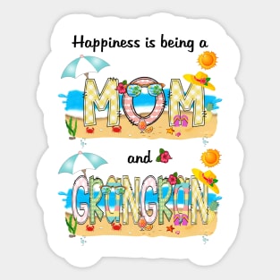 Happiness Is Being A Mom And Grangran Summer Beach Happy Mother's Sticker